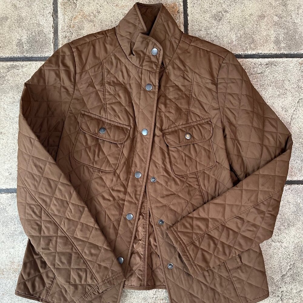 Merona Women's Brown Quilted Coat Jacket Shacket Size Small